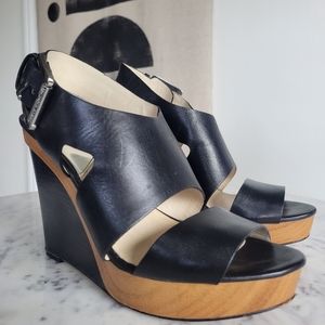 Michael Kors Carla Leather Platform Wedge Sandal 9